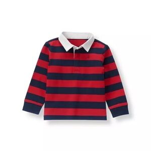 Janie and Jack Red and Navy Striped Rugby Polo